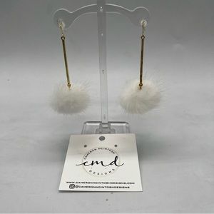 NWT Cameron Macintosh White Puff Dangle Earrings